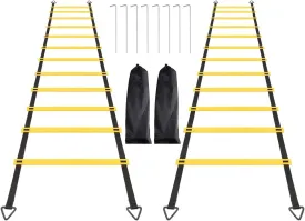 1/2/4 Pack 12 Rungs Agility Ladder Set, Training Ladder with Steel Stakes and Carry Bag for Soccer, Speed Fitness Feet Training