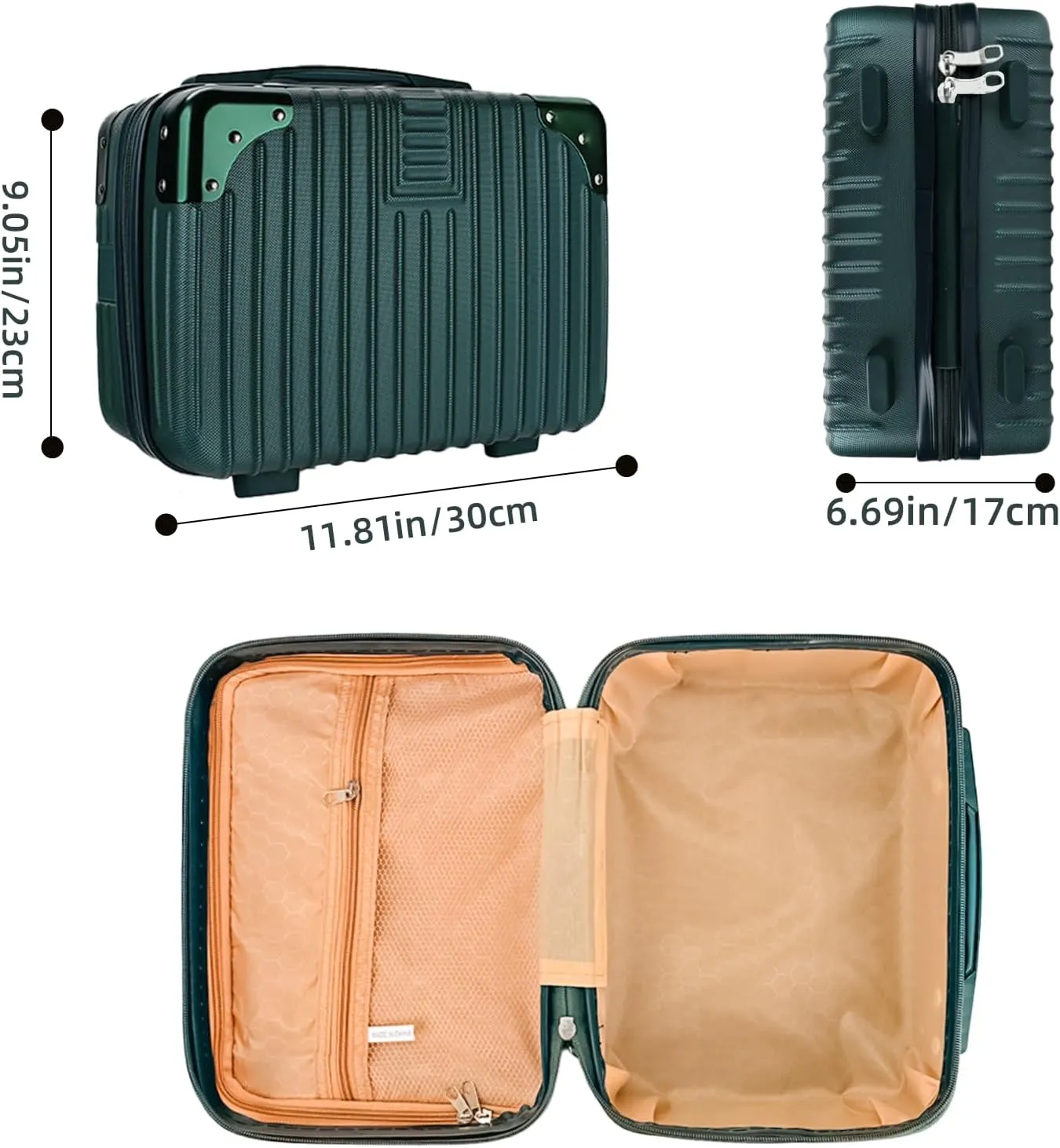 14inch Hard Shell Cosmetic Organizer Travel Train Hand Luggage Small Portable Carrying Suitcase Makeup Case Bag for Women Toiletry