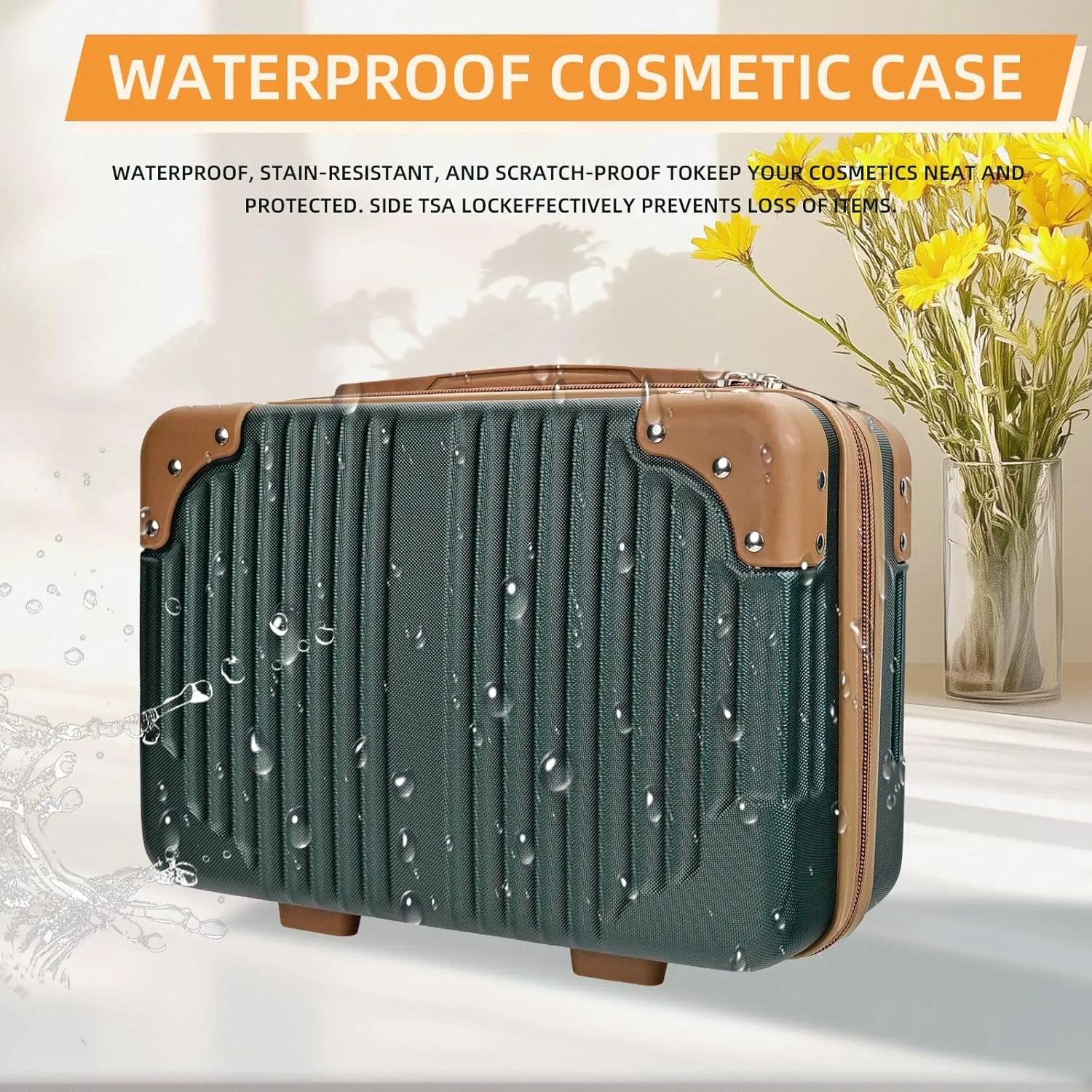 14inch Hard Shell Cosmetic Organizer Travel Train Hand Luggage Small Portable Carrying Suitcase Makeup Case Bag for Women Toiletry