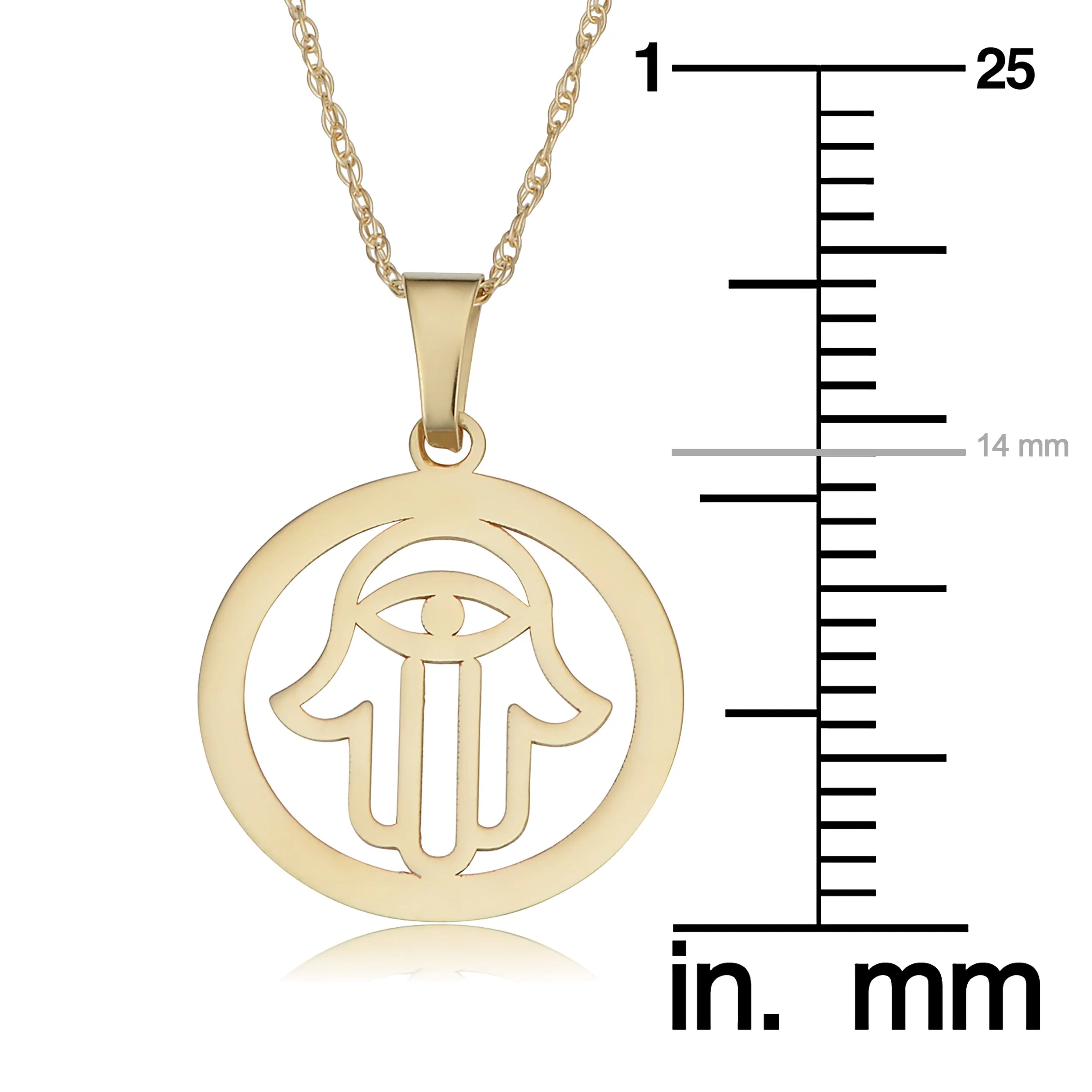 14k Yellow Gold Hamsa Pendant Necklace (18 inch)