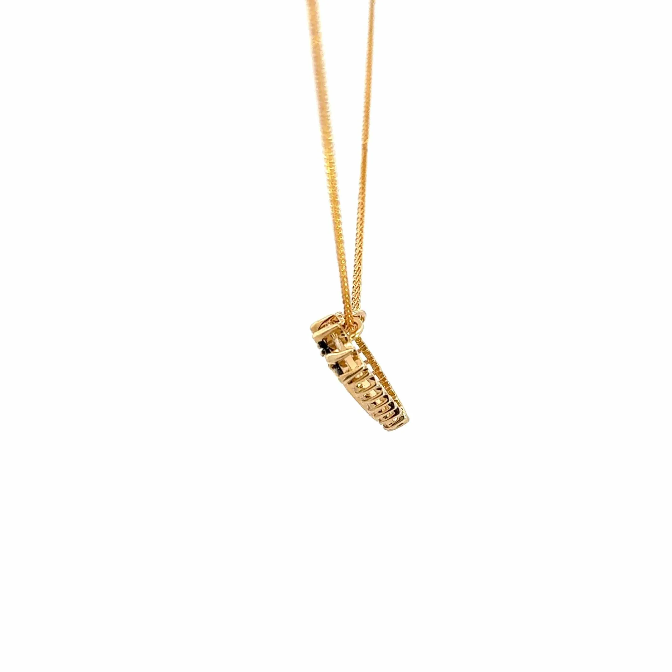 14k Yellow Gold Sapphire and Diamond Heart Pendant Necklace