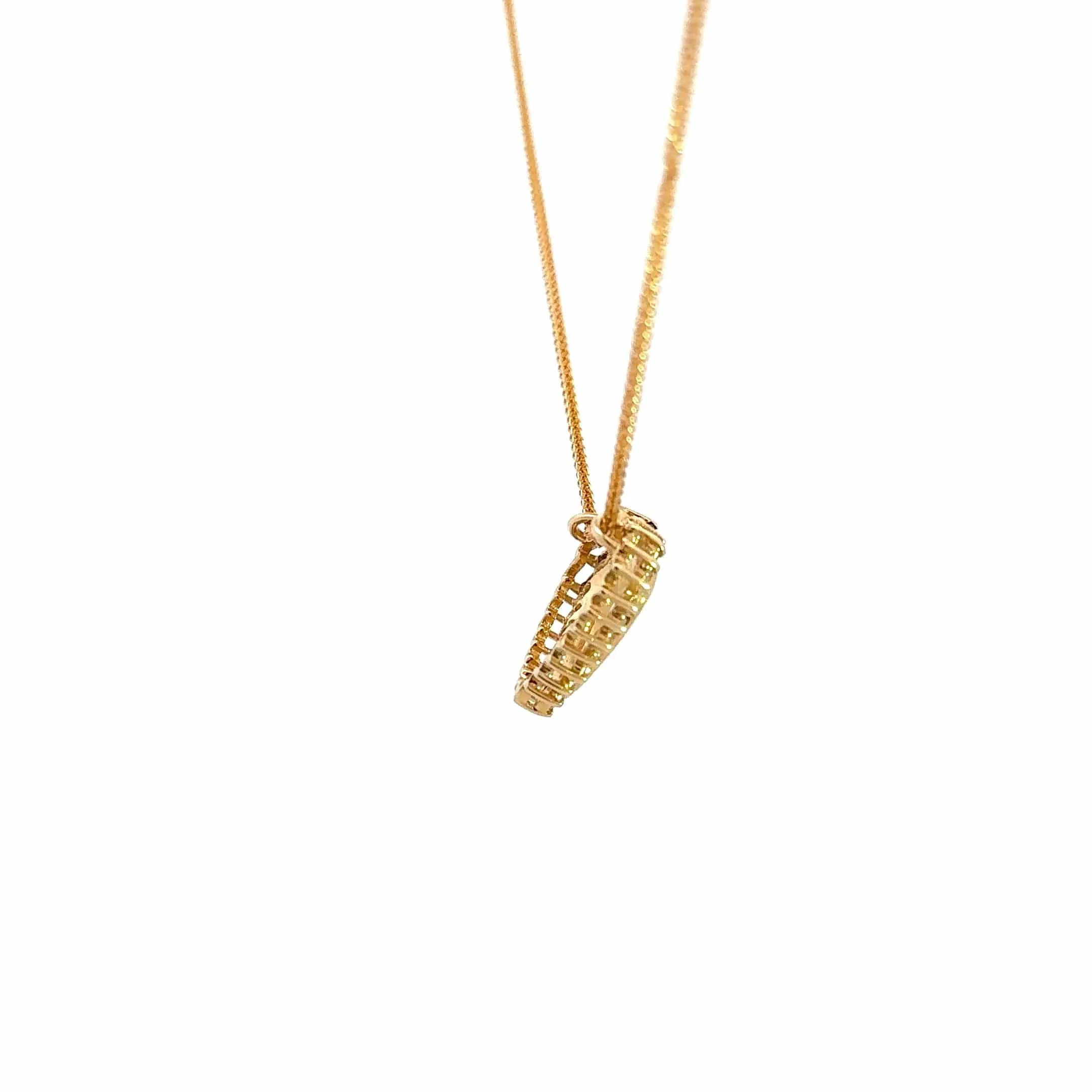 14k Yellow Gold Sapphire and Diamond Heart Pendant Necklace