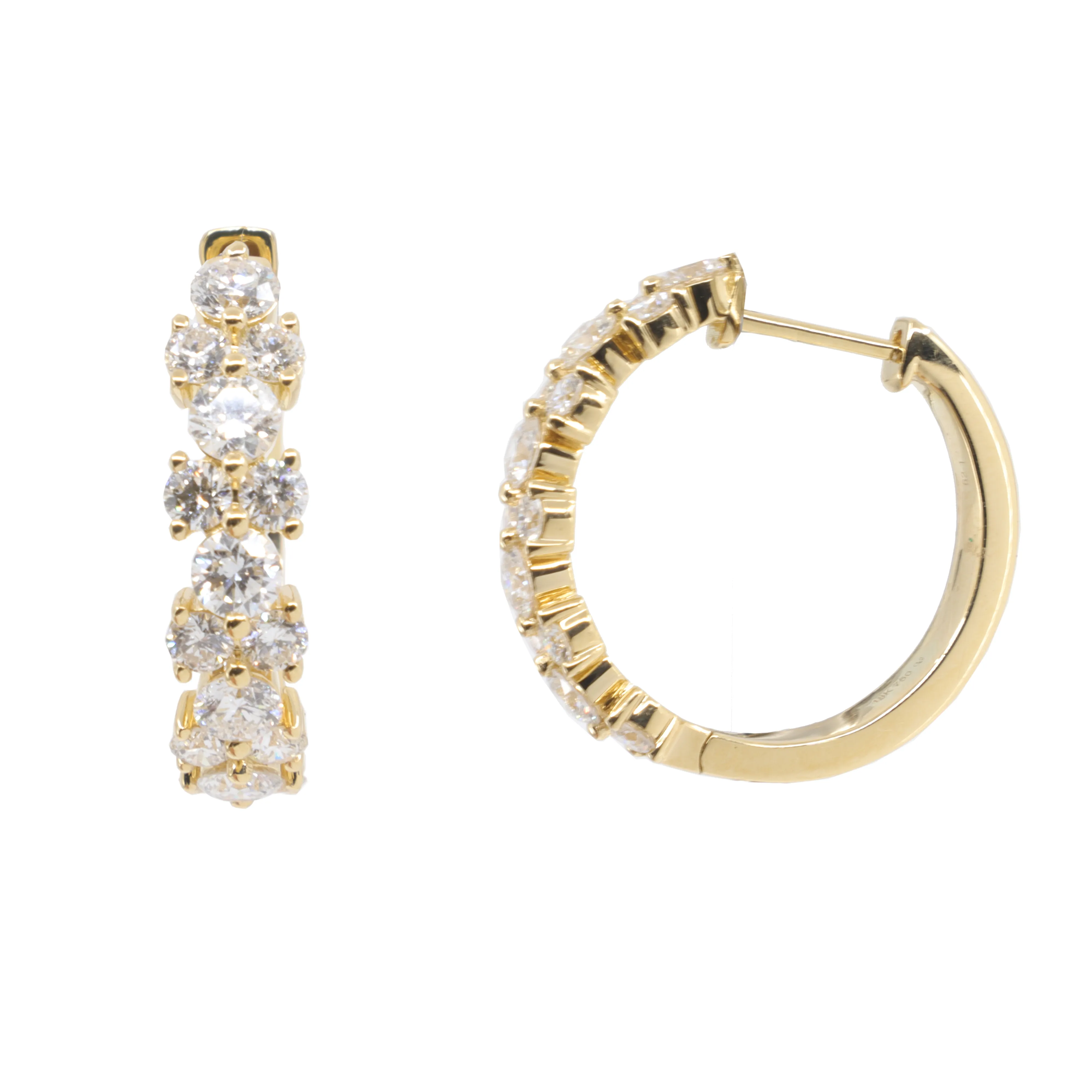 18K Yellow Gold Tdw. 1.85ct Diamond Earrings - 20752675