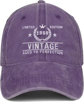 75th Birthday Gifts for Men Women 1950 Vintage Hats Embroidered Baseball Cap