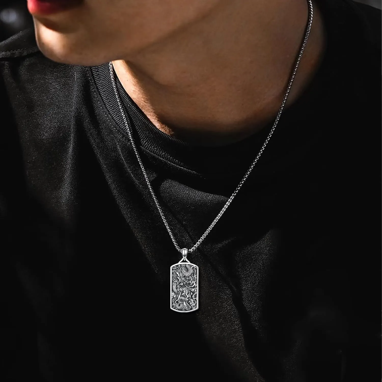 925 Sterling Silver Ankh/Skull/Sword/Four Way Cross Medal/Thors Hammer/Highland Cow/Jesus/Spartan/Punk Rock Pendant Necklace Jewelry Gift for Men Father