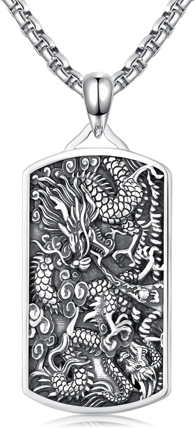 925 Sterling Silver Ankh/Skull/Sword/Four Way Cross Medal/Thors Hammer/Highland Cow/Jesus/Spartan/Punk Rock Pendant Necklace Jewelry Gift for Men Father