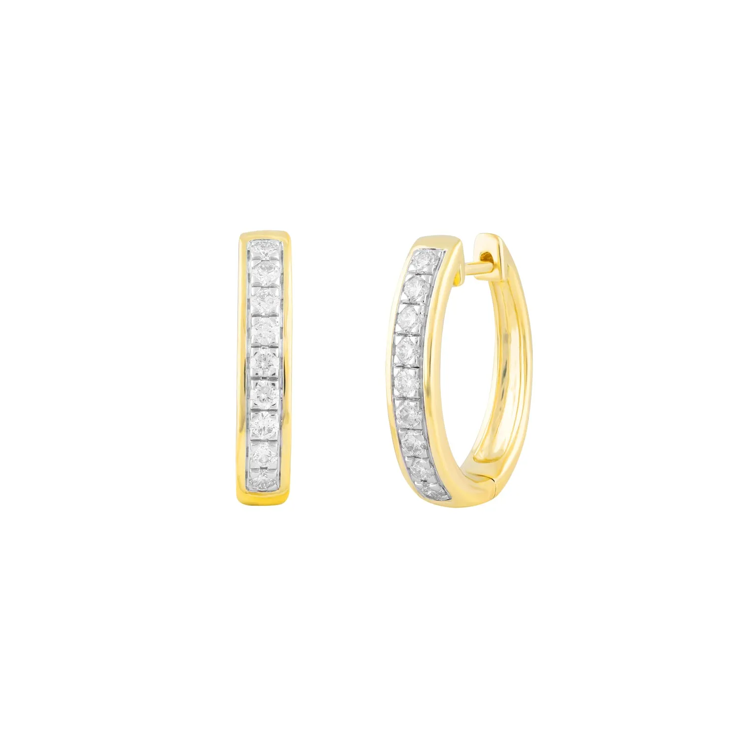 9K Yellow Gold Tdw. 0.53ct Diamond Huggie Earrings - 20717513