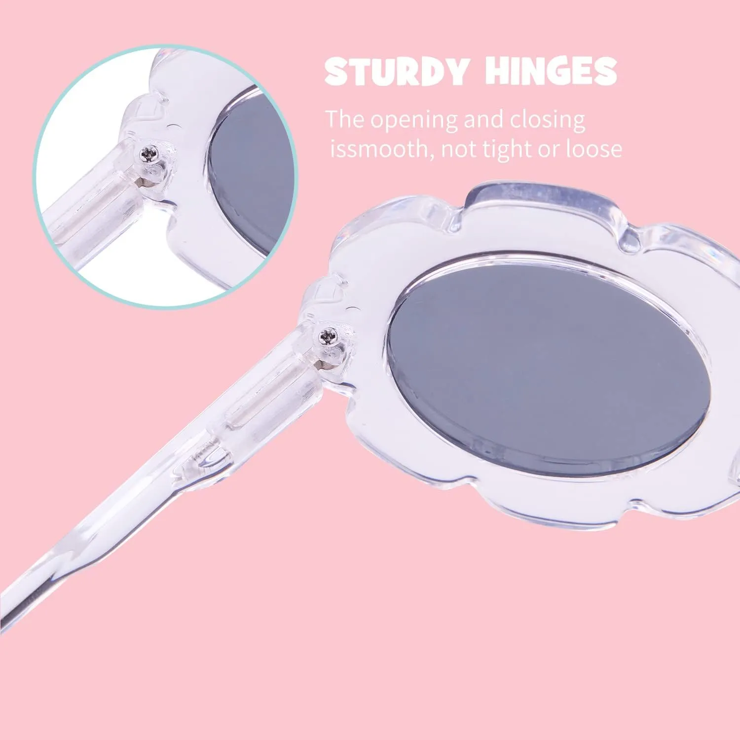 ADE WU Sunglasses for Kids Round Flower Cute Glasses UV 400 Protection Children Girl Boy Gifts