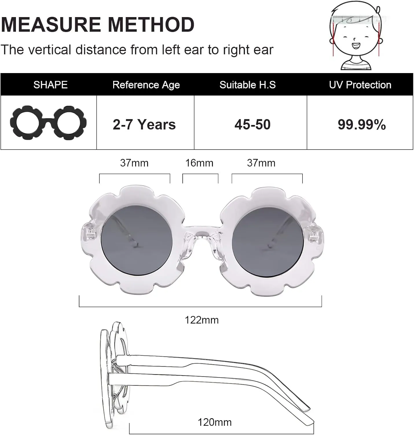 ADE WU Sunglasses for Kids Round Flower Cute Glasses UV 400 Protection Children Girl Boy Gifts