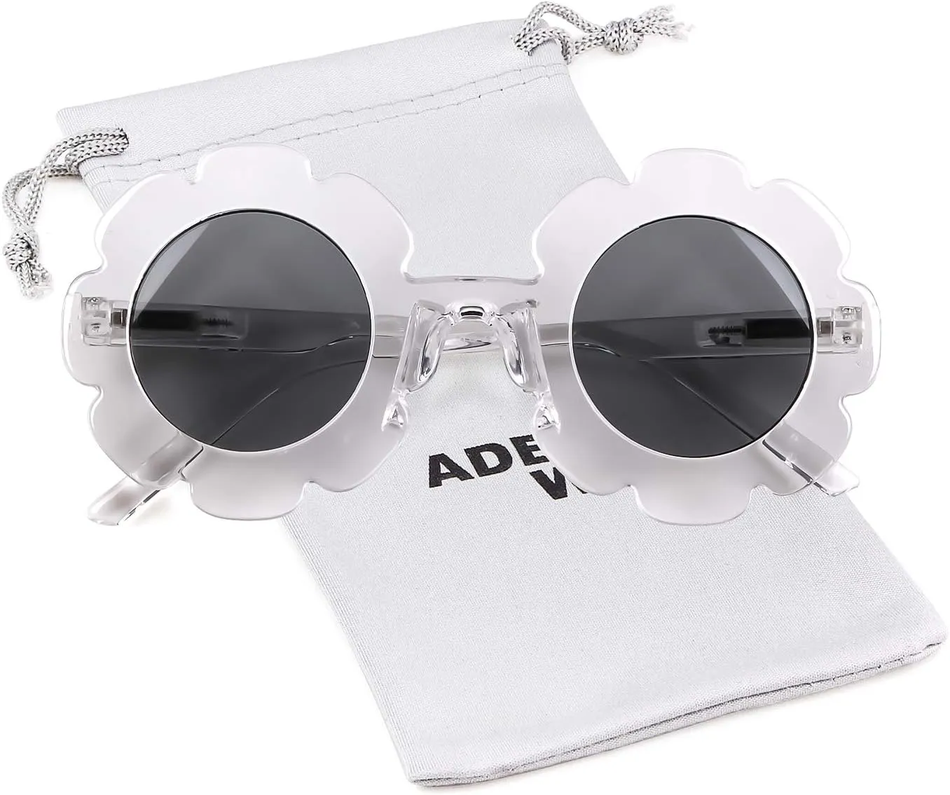 ADE WU Sunglasses for Kids Round Flower Cute Glasses UV 400 Protection Children Girl Boy Gifts