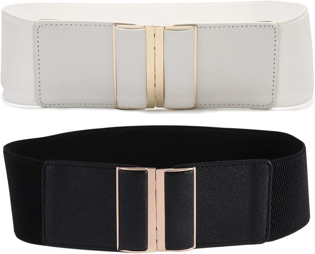 Beltox Womens 3" Wide Belt Elastic Stretch Cinch Waistband Lady Cummerband