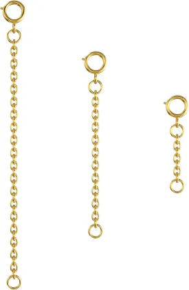 Bonison Necklace Extender Gold - 18k Gold Plated Chain Extenders for Necklaces, Gold Necklaces Bracelet Anklet Extenders for Women Jewelry Making (3 pcs Gold (1 2 3 Inch))