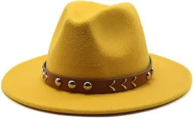 British Style Woolen Hat Autumn and Winter Casual Big Brimmed Hat Men and Women Vintage Felt Hat Fashion Jazz Hat Fengyan Cowboy Hats (Color : Rose Red, Size : 56-58cm)