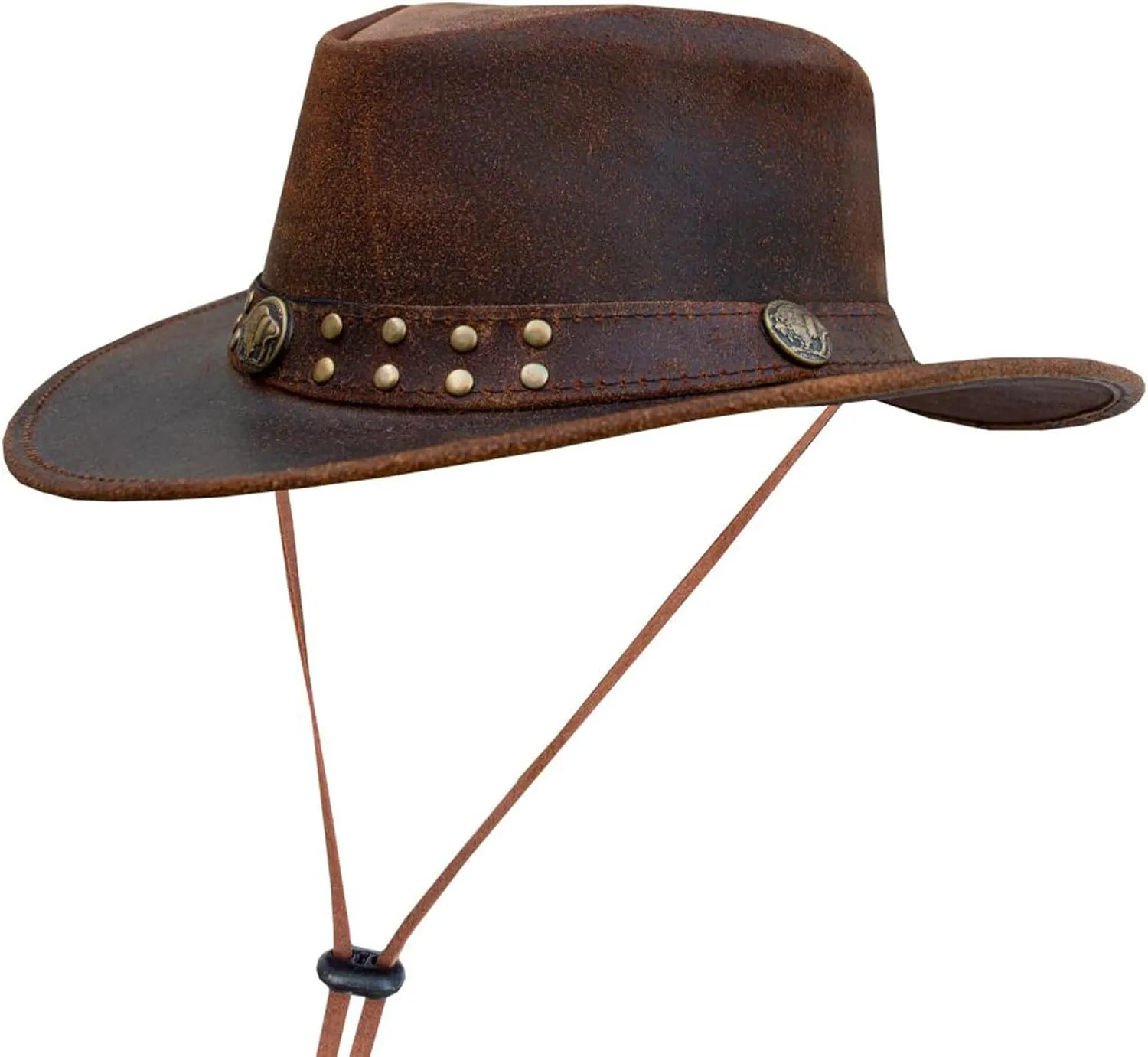 Brown Leather Cowboy Western Hat for Men and Woman Felt Studded Steampunk Hat Deadman Top Hat for Halloween