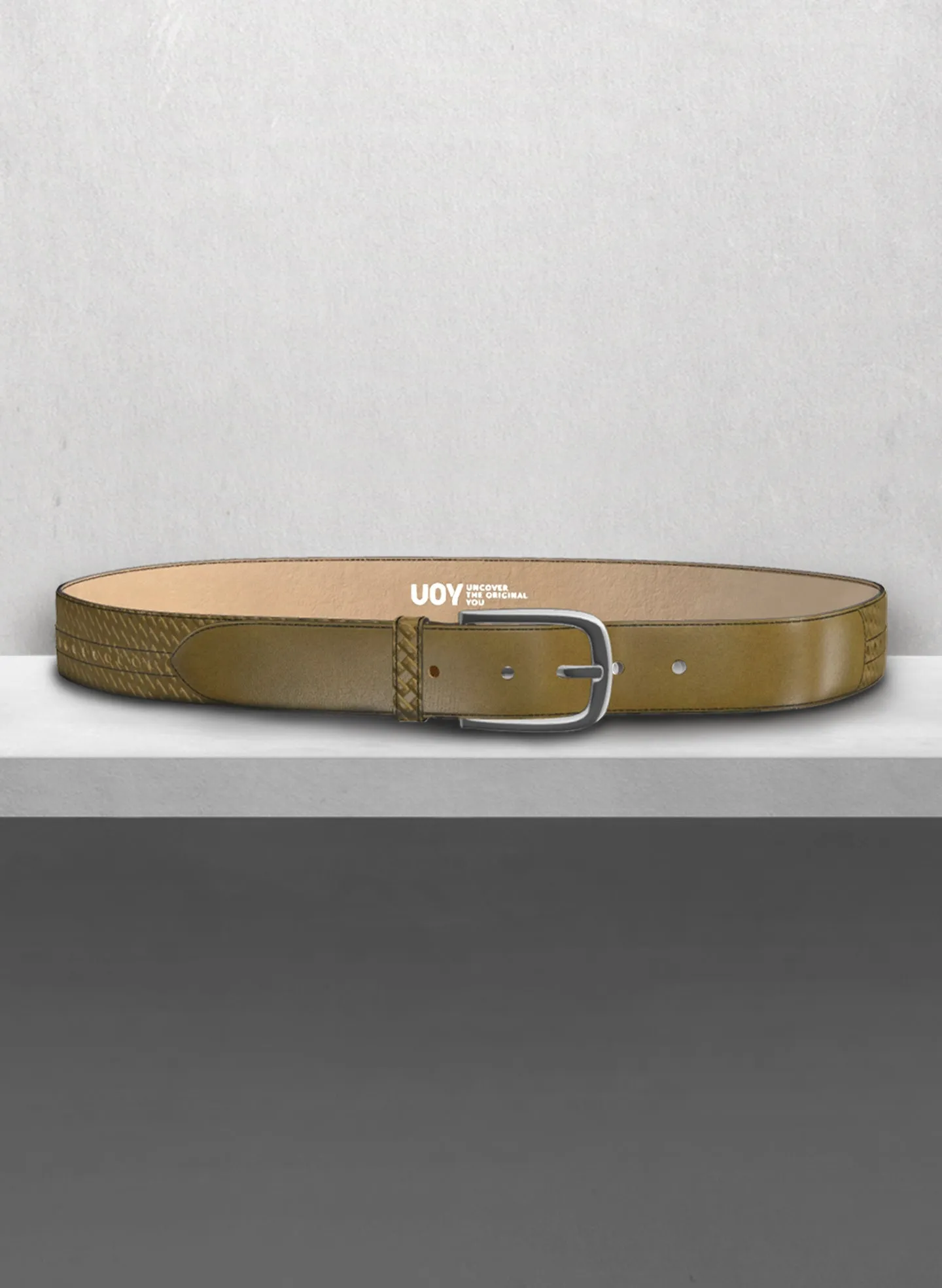Casual Olive Leather Belt