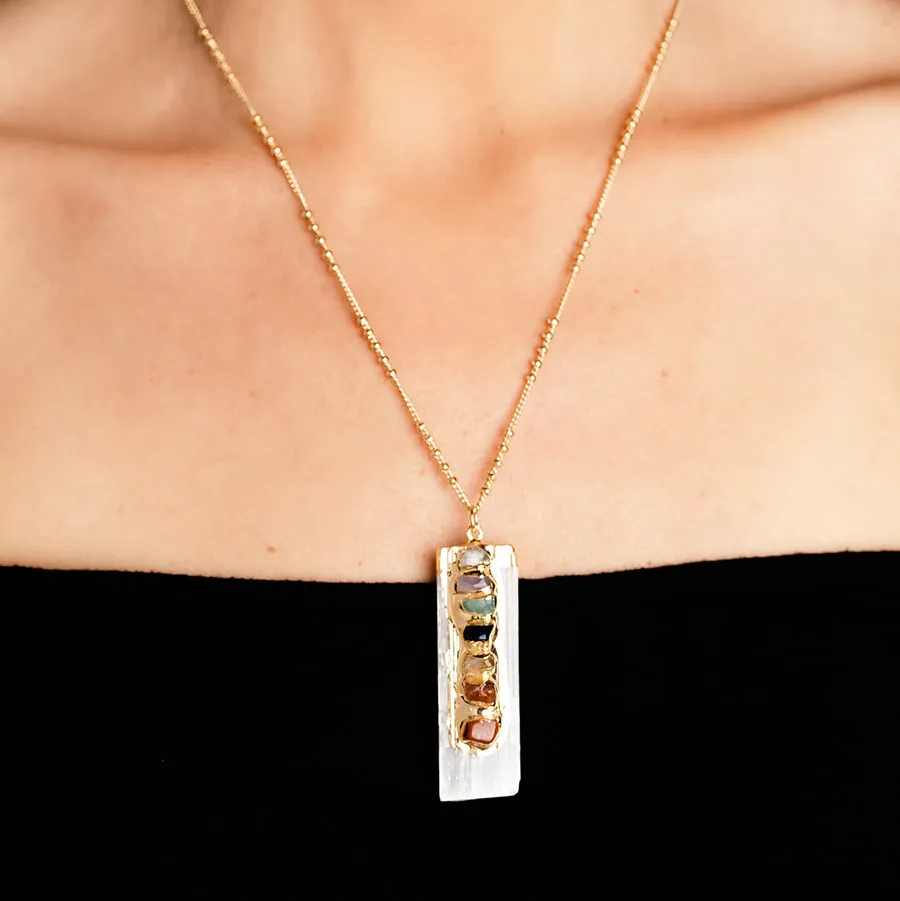 Chakra Selenite on Farrah Necklace