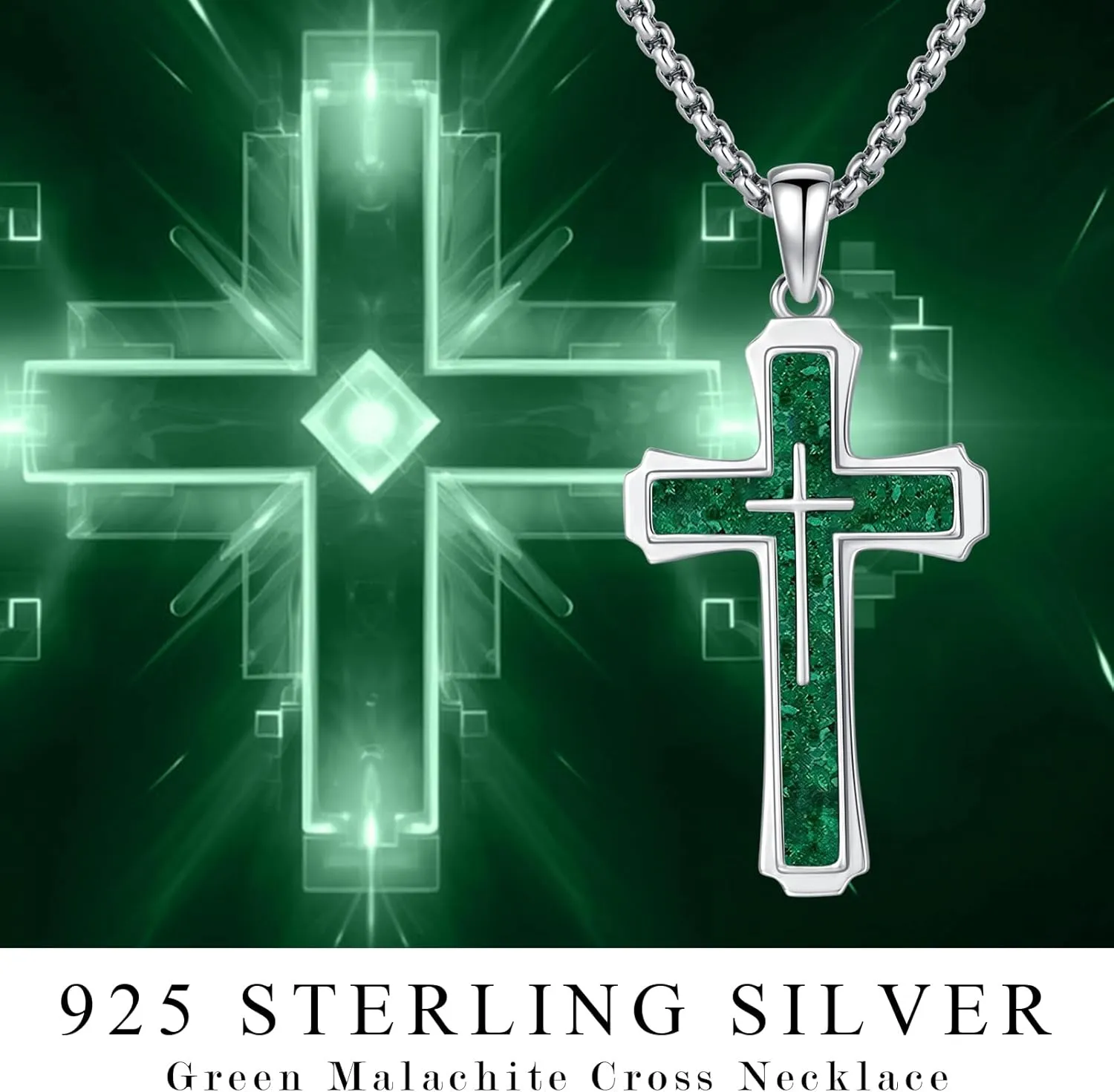 Cross Necklace for Men 925 Sterling Silver Abalone Shell/Opal/Malachite/Turquoise/Lapis Lazuli/Obsidian/Tiger Eye Stone/Red Coral/Black Tourmaline/Celtic Cross Pendant Religious Jewelry Gift