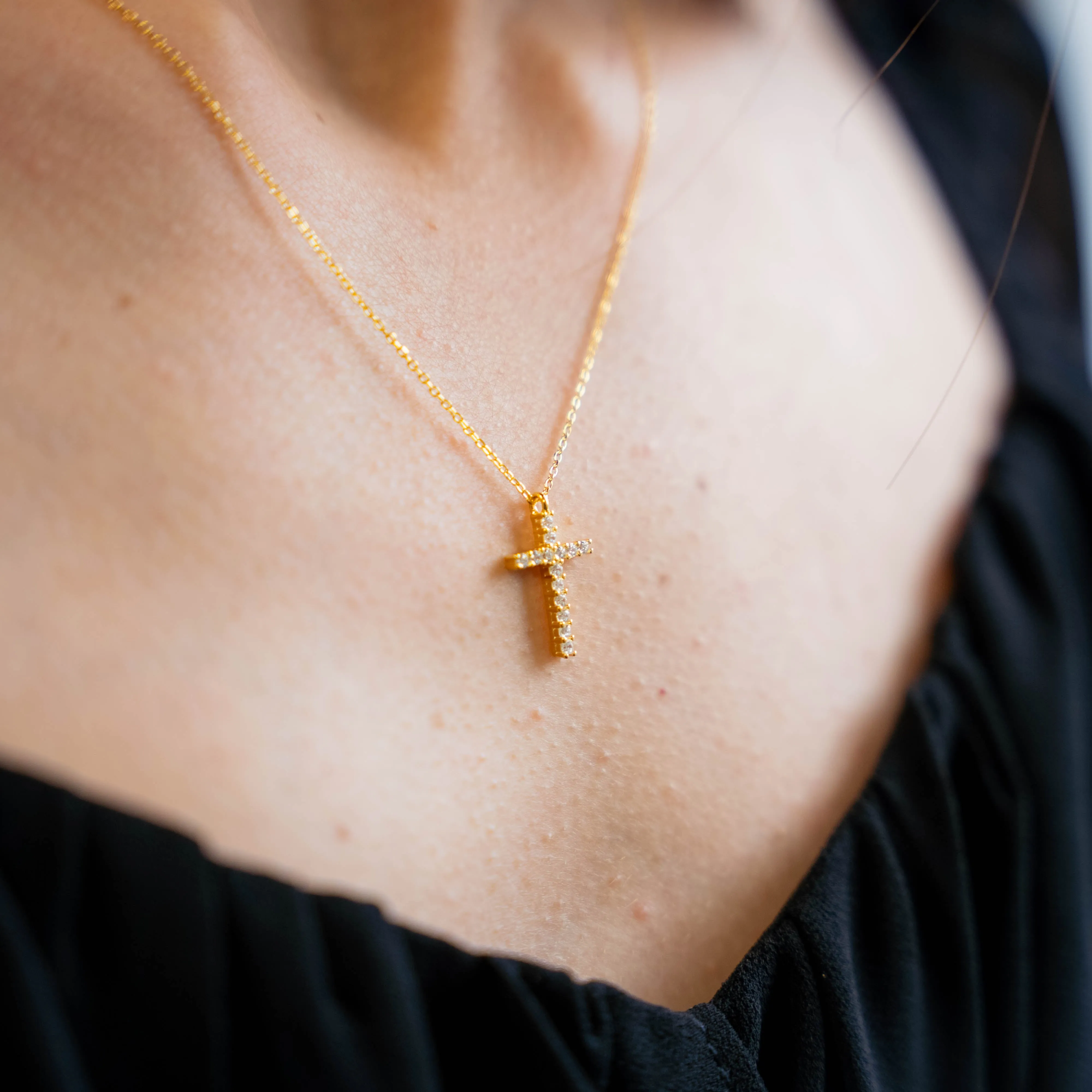 CROSS ROADS - Gold CZ Zircon Pendant