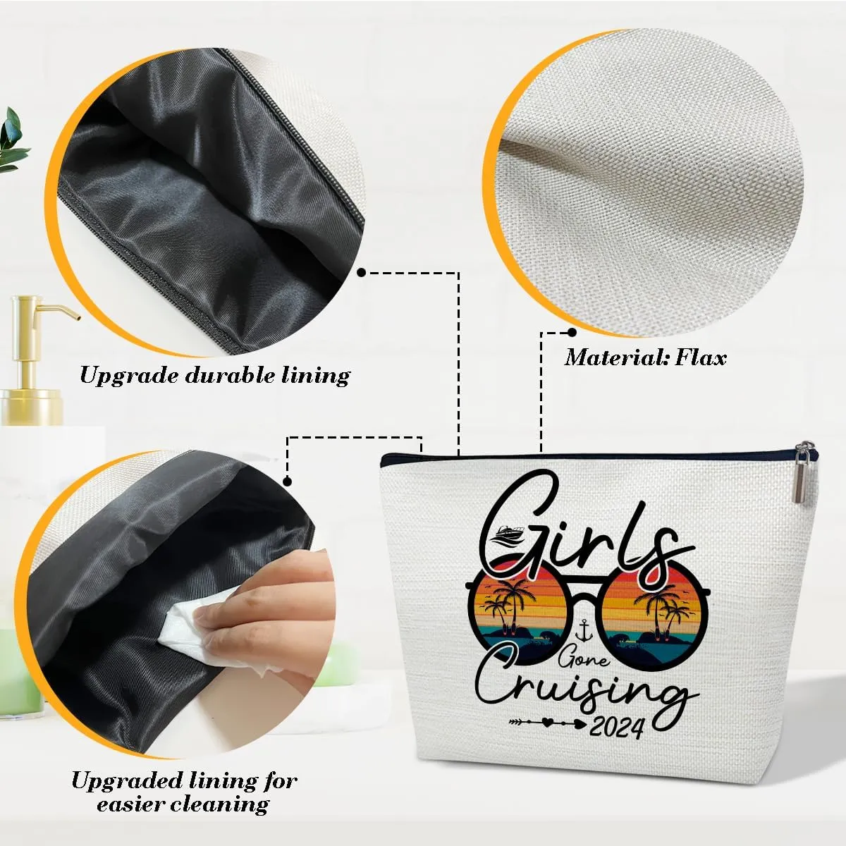 Cruise Lover Makeup Bag Summer Vacation Gift, Cosmetic Bag Travel Organizer Zipper Pouch For Family, Beach Lovers, Cruise Travel Gift and Beach Theme Decor