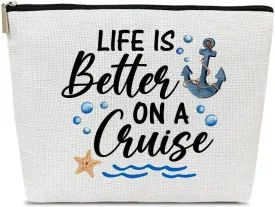 Cruise Makeup Bag, Life Is Better On A Cruise, Makeup Travel Bag, Women Vacation Gift for Lovers Daughter Wife, BFF Sister Toiletry Case Pouch, Best Friend Beach Travel Accessories