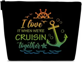 Cruise Travel Makeup Gift Bag, Cosmetic Zipper Pouch For Women Girls Mom Sister Friend, Wet Toiletry Baby Diaper Bag, Ocean Sea Shells Beach Starfish Decor, Cruise Lover Summer Vacation Gifts
