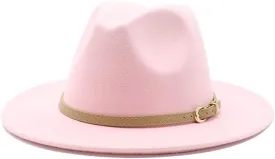 DHAEY Autumn and Winter British Style Jazz Woolen Hat, Big Brimmed Hat Classic Hat Fashion Woolen Hat Men and Women's Felt Hat Luopan Caps & Hats (Color : Rose Red, Size : L)