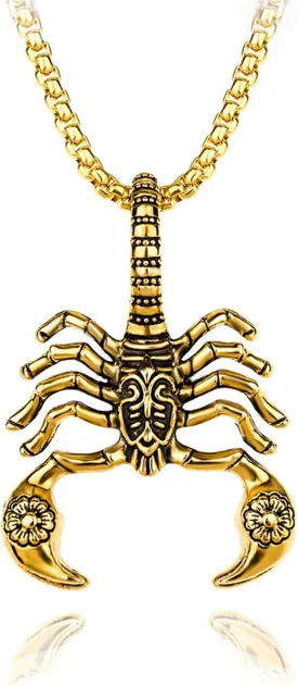 Dreuyet Scorpion Pendant Necklace for Men Women Large Titanium Steel Punk Hip Hop Scorpion Necklace Scorpio Zodiac Constellation Charm Pendant Jewelry Gift