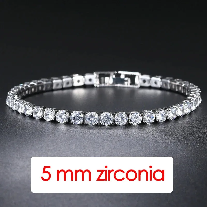 Elegant Women's Crystal Silver Color Tennis Bracelet Fashion Band Shiny Trendy Wrist Jewelry