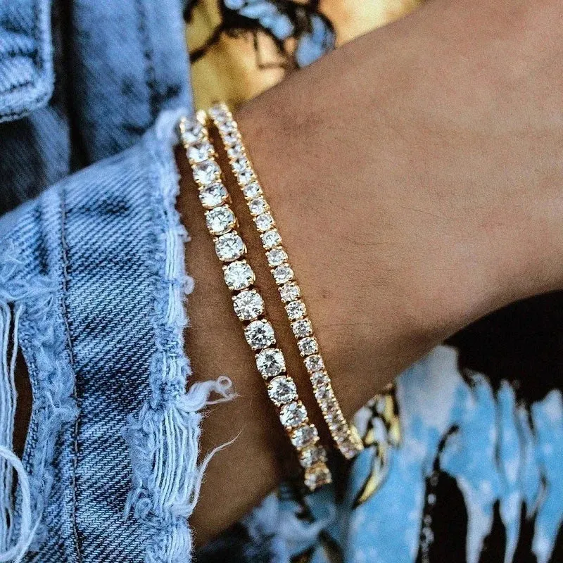 Elegant Women's Crystal Silver Color Tennis Bracelet Fashion Band Shiny Trendy Wrist Jewelry