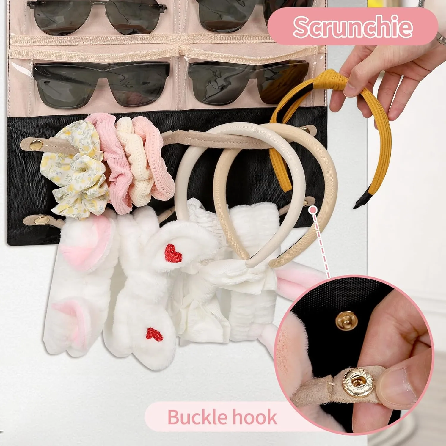 Ethereal Hanging Claw Clip Organizer for Girls/Women with Hanger Metal Hooks, Claw Clip Organizer, Wall Hanging for Girl Room