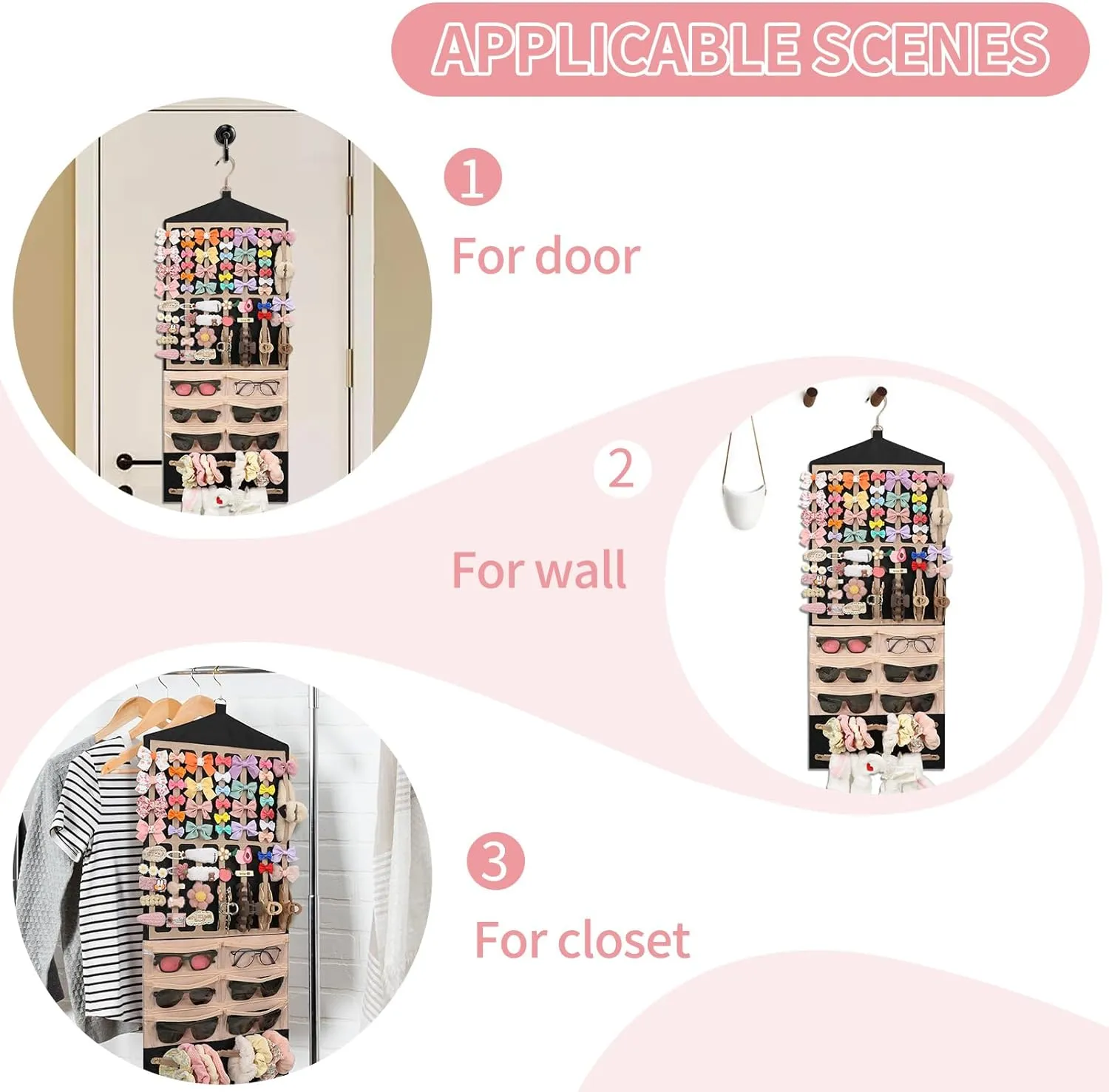 Ethereal Hanging Claw Clip Organizer for Girls/Women with Hanger Metal Hooks, Claw Clip Organizer, Wall Hanging for Girl Room