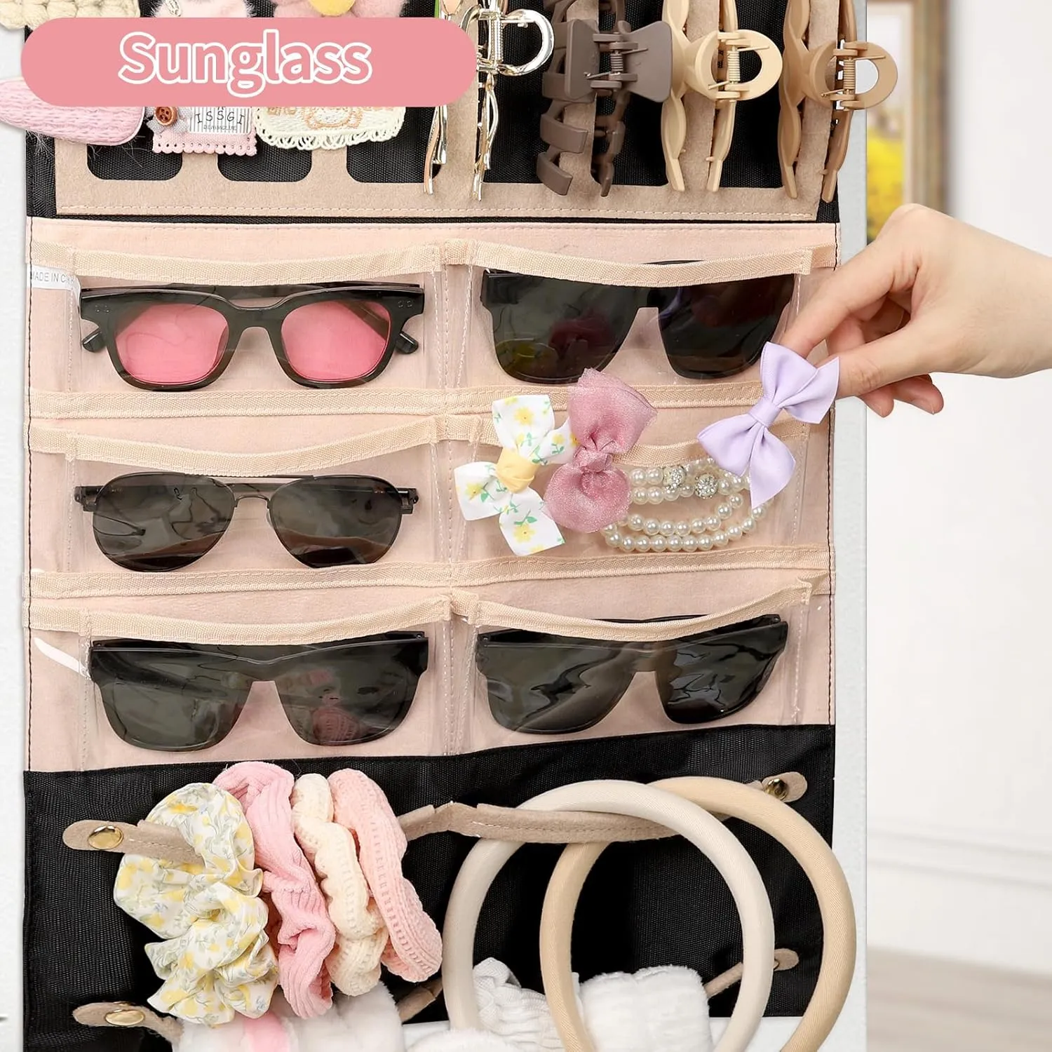 Ethereal Hanging Claw Clip Organizer for Girls/Women with Hanger Metal Hooks, Claw Clip Organizer, Wall Hanging for Girl Room