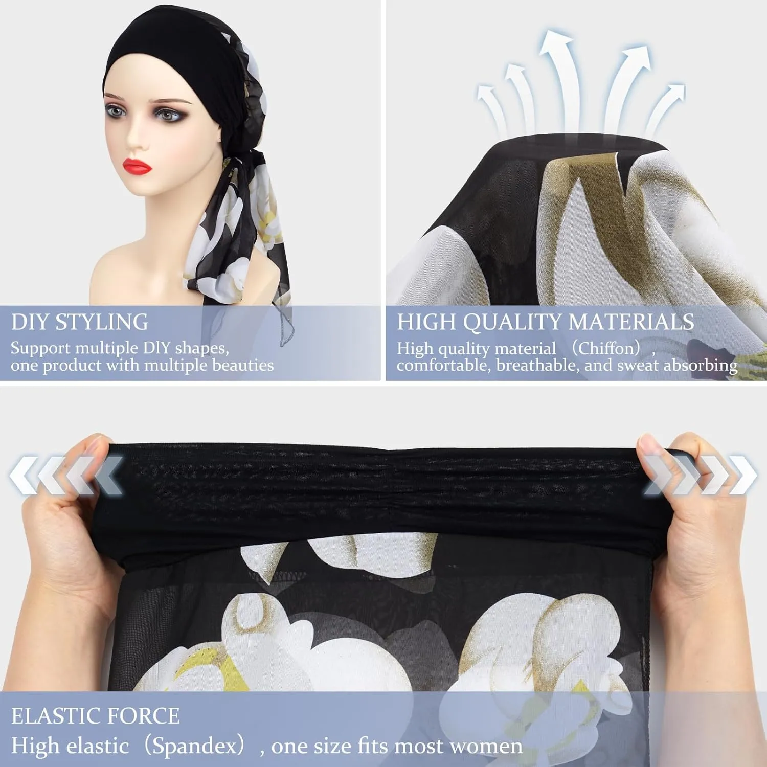 FADACHY Headwear Turbans for Women - Lightweight Head Scarf for Women's Hair Chiffon Elegant Headwraps Hats