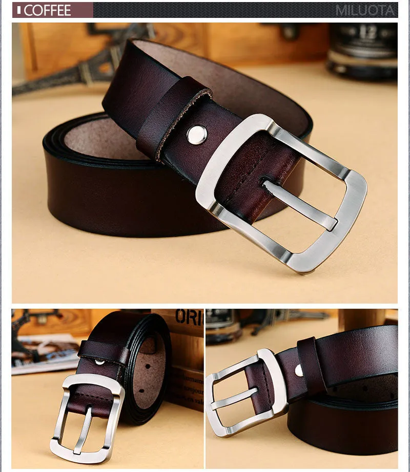 Fashion 100% genuine leather belts for men Metal pin buckle vintage luxury men belt brand cinto masculino belts