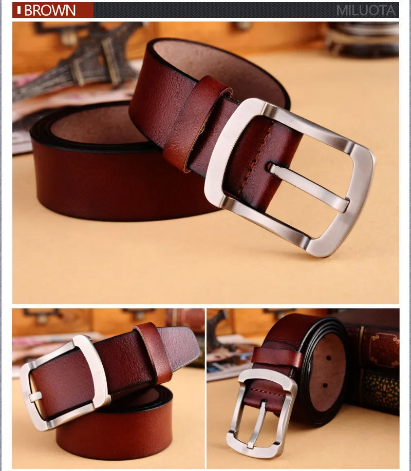 Fashion 100% genuine leather belts for men Metal pin buckle vintage luxury men belt brand cinto masculino belts