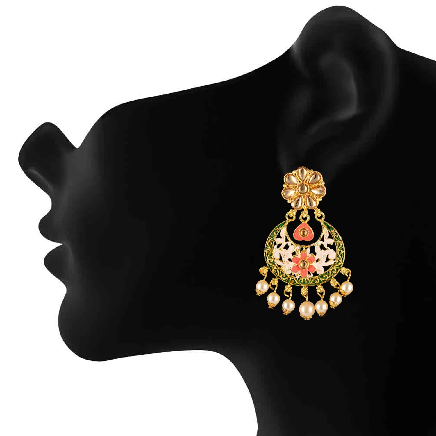 Floral Meenakari Work Design Dangler Earrings