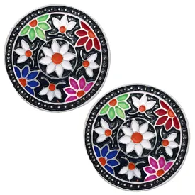 Floral Meenakari Work Design Dangler Earrings