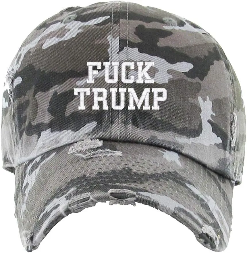 Fuck Trump Vintage Baseball Cap Embroidered Cotton Adjustable Distressed Dad Hat