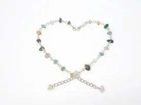 Gemstone Bracelet - MIxed Gemstone Rosary Bracelet. Adjustable. Aquamarine, Rose Quartz, Amethyst