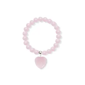 Heart Bracelet, Handmade Pink Gemstone Bracelet For Women
