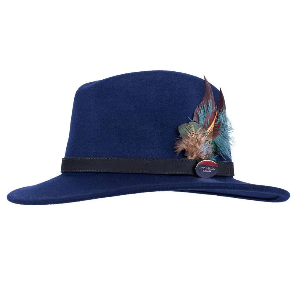 Hicks & Brown Suffolk Fedora Midnight Side Feather