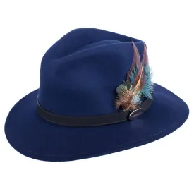 Hicks & Brown Suffolk Fedora Midnight Side Feather