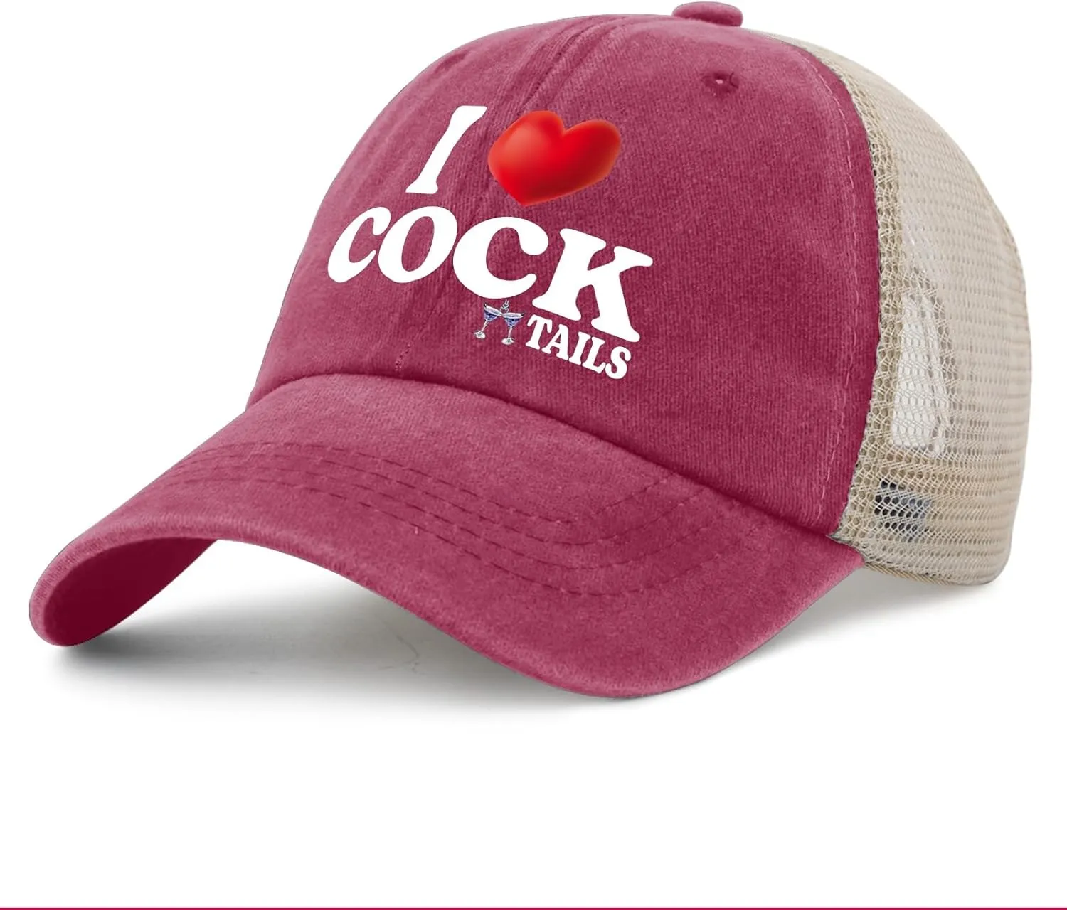 I Love Cocktails Hat Trucker Hat Men Funny Mesh Hats for Summer