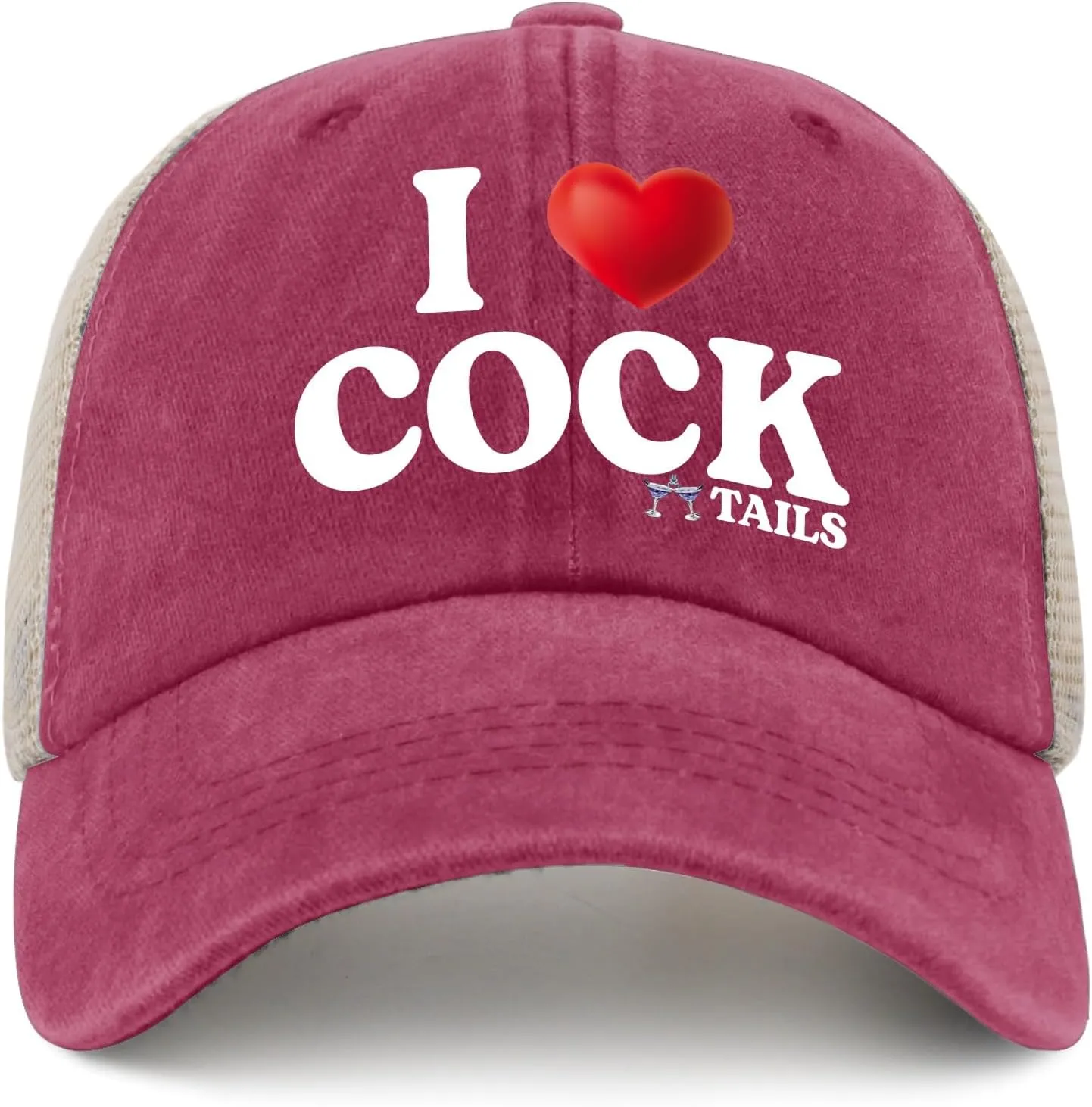 I Love Cocktails Hat Trucker Hat Men Funny Mesh Hats for Summer