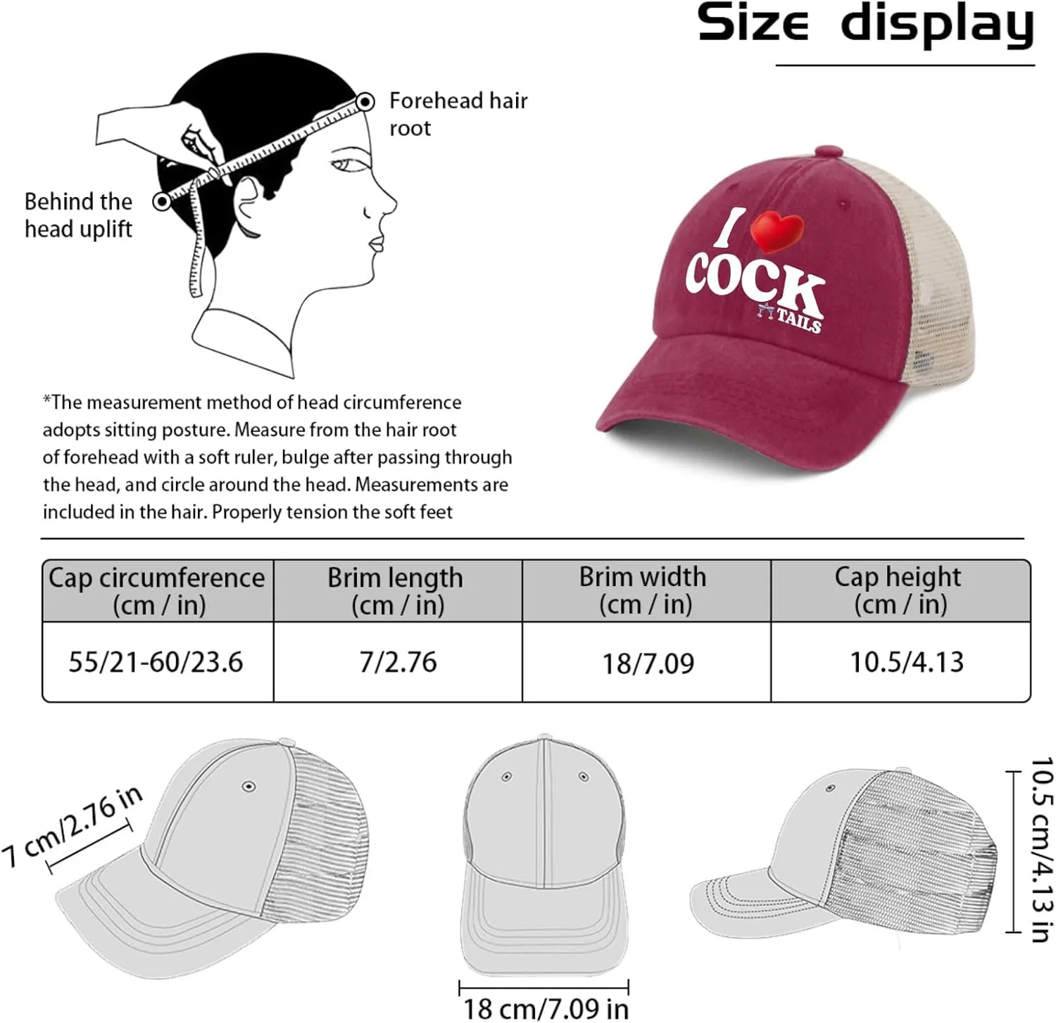 I Love Cocktails Hat Trucker Hat Men Funny Mesh Hats for Summer