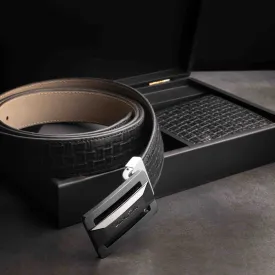 Italian Chatai | Genuine Leather Wallet and Belt Gift Set | Wallet and Belt Combo | Plus Size Mens Belts | Colour: Black