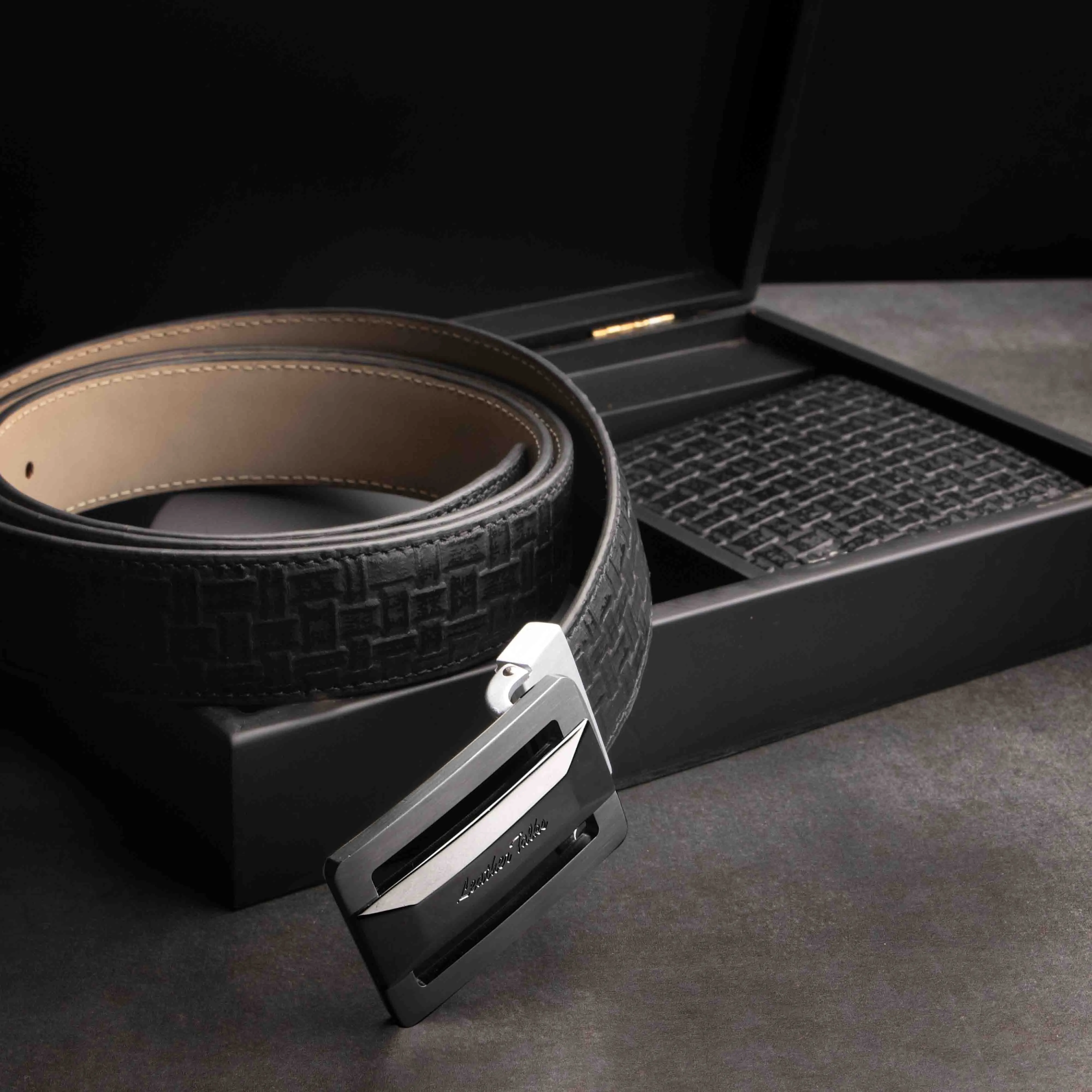 Italian Chatai | Genuine Leather Wallet and Belt Gift Set | Wallet and Belt Combo | Plus Size Mens Belts | Colour: Black