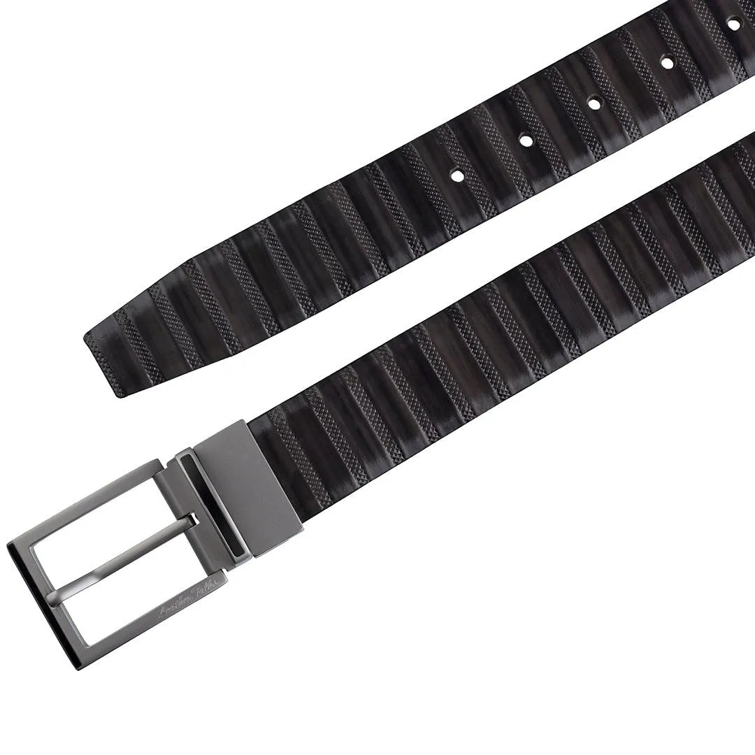 Italian VT Stripe | Luxury Leather Belt For Men  | Color: Grey