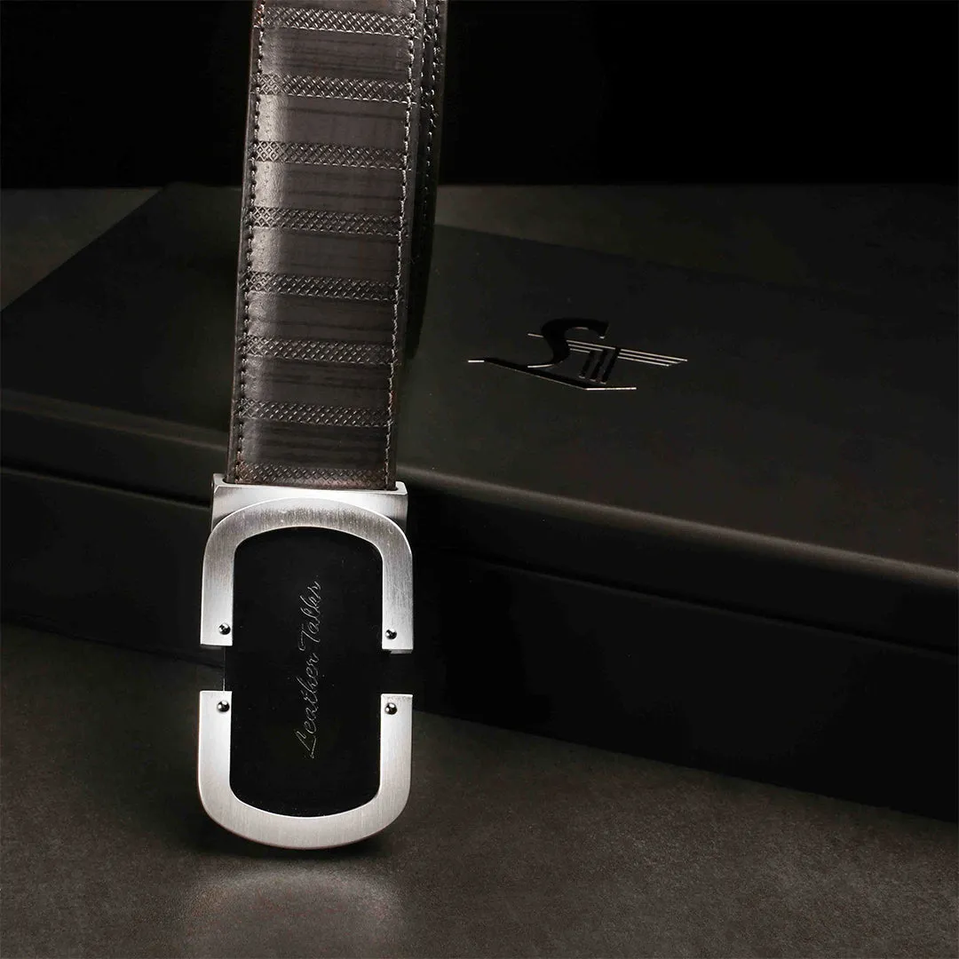 Italian VT Stripe | Luxury Leather Belt For Men  | Color: Grey