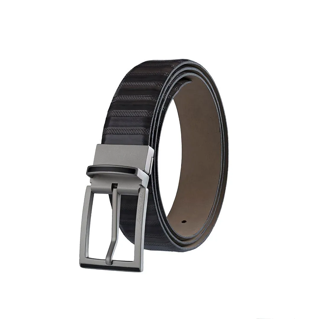 Italian VT Stripe | Luxury Leather Belt For Men  | Color: Grey